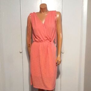 Liz Claiborne Coral Sleeveless Midi Dress